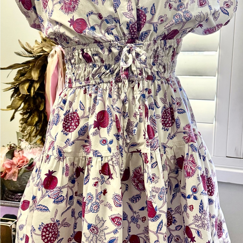 Derek Lam Women’s Cream Dress with Purple Floral Pomegranate Print